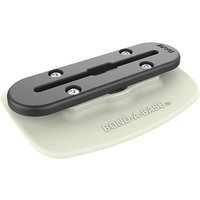 Black and white RAM Mounts Bond-A-Base with Tough-Track, featuring a rectangular adhesive base and four screw holes.