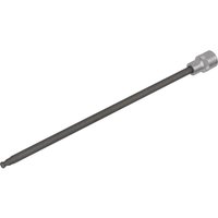 Sealey 3/8" drive extra long hex socket bit with silver base and extended black shaft with ball end.