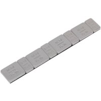 Sealey zinc plated wheel weight strips, adhesive, plastic coated, rectangular segments, silver color.
