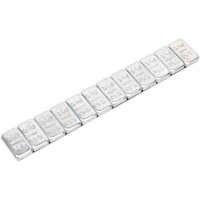 Sealey adhesive zinc-plated steel wheel weight strips, rectangular segments, metallic finish, arranged in a line.