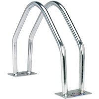 Silver Sealey cycle rack for one bike, featuring two curved metal bars with mounting plates at the base.