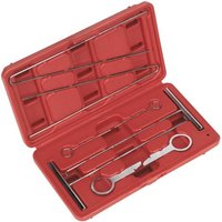 Red Sealey dashboard service set with metal tools for BMW, Mercedes, in a molded case with secure latches.