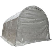 Sealey domed roof portable carport shelter in gray with zippered front panel and durable fabric cover.