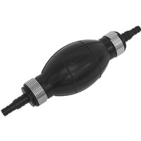 Black Sealey fuel pump priming tool with ribbed rubber bulb and silver metal connectors on both ends.