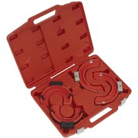 Red Sealey Left Hand Coil Spring Yokes in a molded carrying case with secure latches and organized compartments.