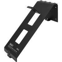 Black Sealey motorcycle helmet and jacket hook with angled design and mounting holes.