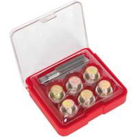 Sealey Oil Drain Plug Thread Repair Kit in red case with six plugs and a tap tool.