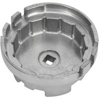 Silver Sealey oil filter cap wrench, 64.5mm diameter, 14 flutes, designed for Lexus/Toyota, square drive socket.