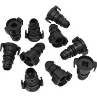 Black plastic sump plugs for Ford EcoBoost, featuring a hexagonal head and ribbed body design, by Sealey.
