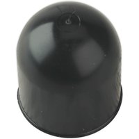 Black plastic Sealey TB10 tow ball cover with smooth dome shape and flat base.