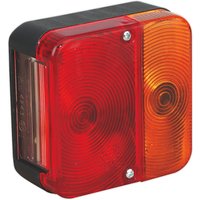 Square Sealey TB18 rear lamp cluster with red and amber lenses, black casing, and circular pattern design.