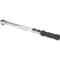Sealey torque wrench with silver metal body, black grip handle, and micrometer scale on shaft.