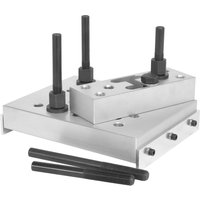Sealey Universal Press Support Block, silver metal with adjustable bolts and multiple holes for versatile positioning.