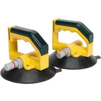 Yellow and black Sealey vacuum suction cups with ergonomic handles and rubber bases, designed for secure lifting.