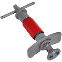 Sealey brake piston wind back tool with T-handle, red center section, and adjustable metal plate.