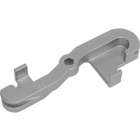 Silver Sealey handheld brake pipe bender with hexagonal cutout and curved design for bending pipes.