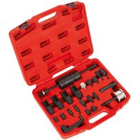 Red Sealey VS2064 Diesel Injector Master Kit with assorted black tools in a molded case.