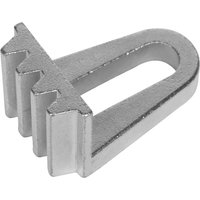 Silver Sealey flywheel locking tool with U-shaped design and three notched teeth.