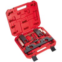 Red Sealey timing tool kit for BMW 2.0 N20/N26 engines, includes black and silver components in a molded case.