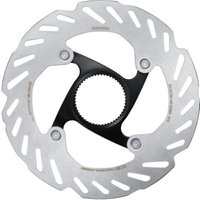 Silver Shimano RT-CL700 rotor with black center lock hub and external lockring, featuring Ice Tech cooling fins.