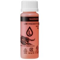 Red Shimano SM-LVOIL 100ml bottle with white cap, black text, and drop icon on label.