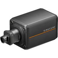 Black Simucube 3 Pro direct drive motor with orange stripe and UK/AUS plug, rectangular shape, no link hub.