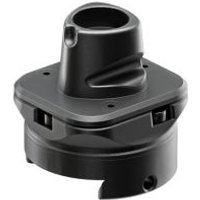 Black Simucube Link Quick Release Adaptor with cylindrical base and square top, featuring a central mounting hole.