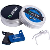 Sinter Blue s530 Brake Pads 017 in round metal tin with blue label, includes metal clip accessory.