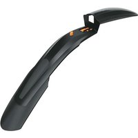 Black SKS Shockblade front mudguard with sleek curved design and orange accents.