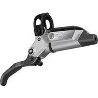 Silver and black SRAM Disc Brake Maven Ultimate with carbon lever and sleek ergonomic design.