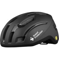 Black Sweet Protection Seeker Mips road cycling helmet with aerodynamic vents and white logo on the side.