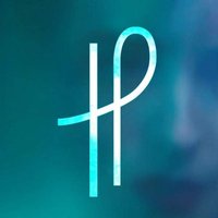 "Elegant blue and white logo featuring intertwined letters 'T' and 'P' on a blurred teal background"