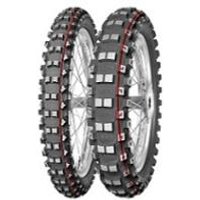 Black MITAS Terra Force-MX SM motocross tires with knobby tread pattern and red sidewall accents.