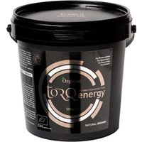 Black Torq Energy Drink 500g container with organic label and circular white design on front.