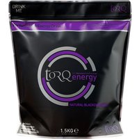 Black pouch of Torq Natural Energy Drink, 1.5kg, with purple and silver circular design, labeled "Blackcurrant."