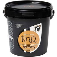 Black tub of Torq Recovery Drink 500g, Cookies and Cream flavor, with orange label and white text.