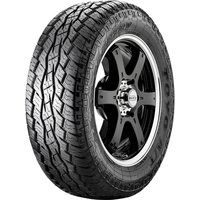 Toyo Open Country A/T Plus tire, black with rugged tread pattern, mounted on a black alloy wheel.