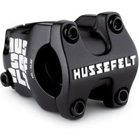 Black Truvativ Hussefelt mountain bike stem with white logo and four-bolt faceplate.