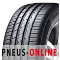 Hankook Ventus S1 evo2 SUV tire with asymmetric tread pattern and black sidewall, shown at an angle.