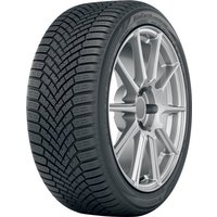 Yokohama BluEarth-Winter tire, 195/55 R16, black tread with intricate pattern, silver alloy wheel rim.