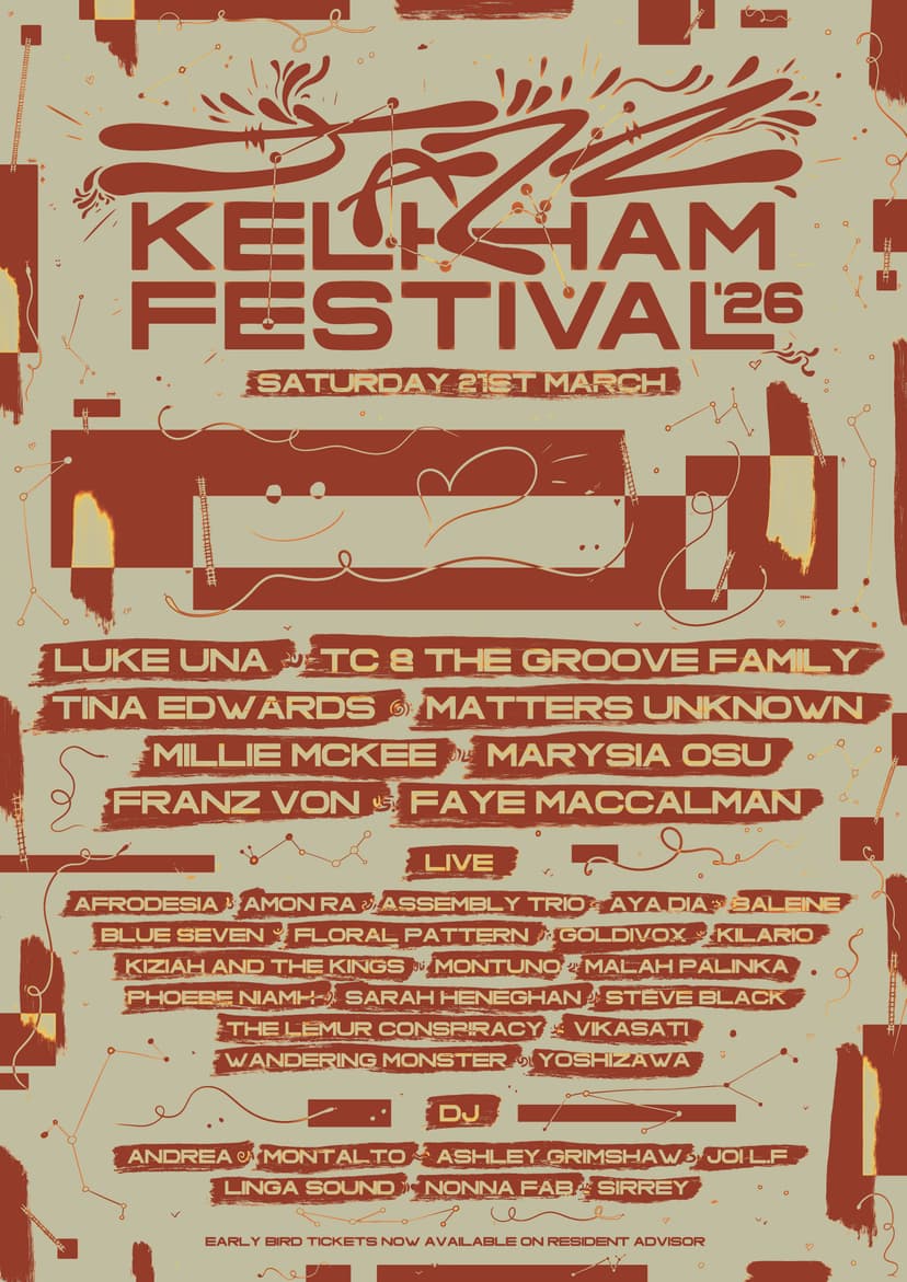 Vintage-style music festival poster with artist lineup