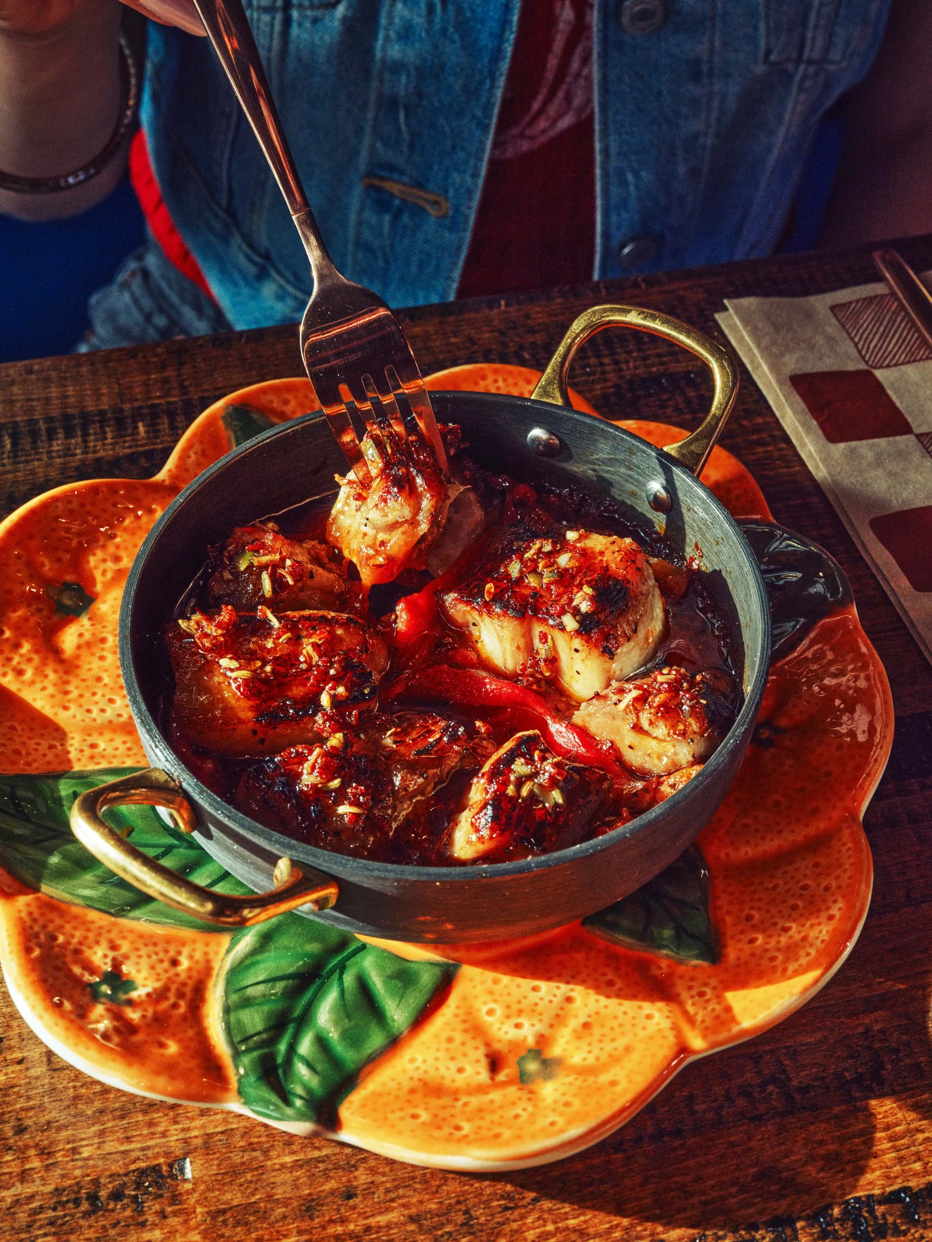 Zizzi dish with grilled meat in sauce