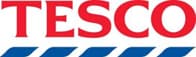 Tesco logo in bold red and blue letters