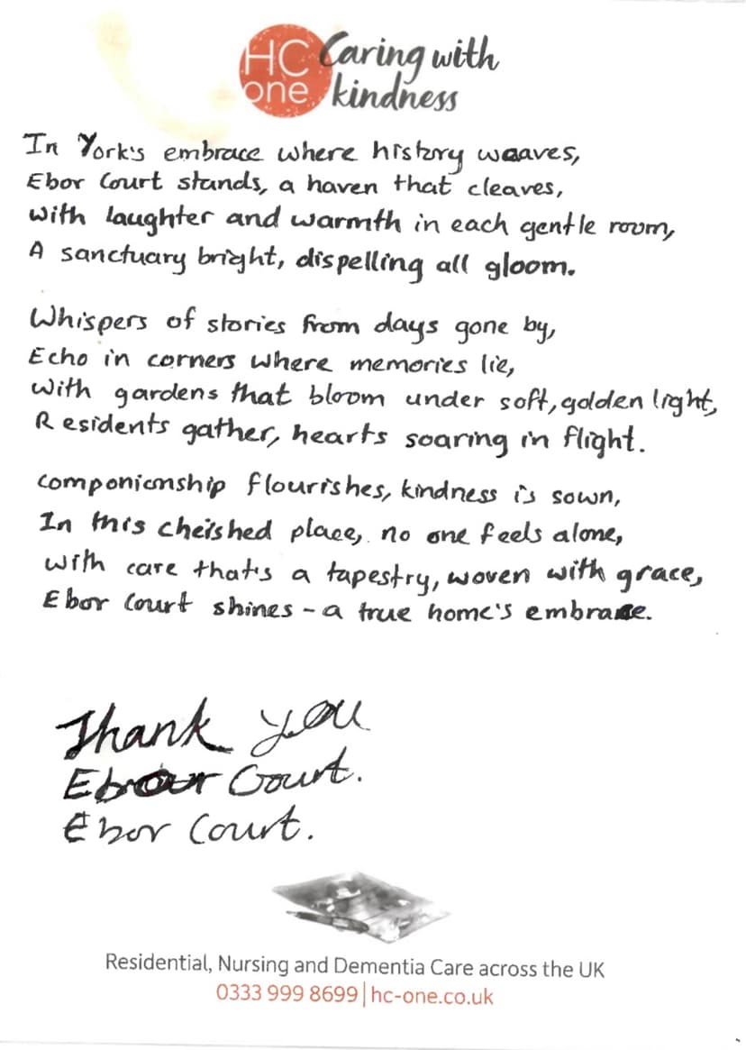 Featured image for What Was The Heartfelt Anonymous Poem Found At Ebor Court Care Home In York? - Community