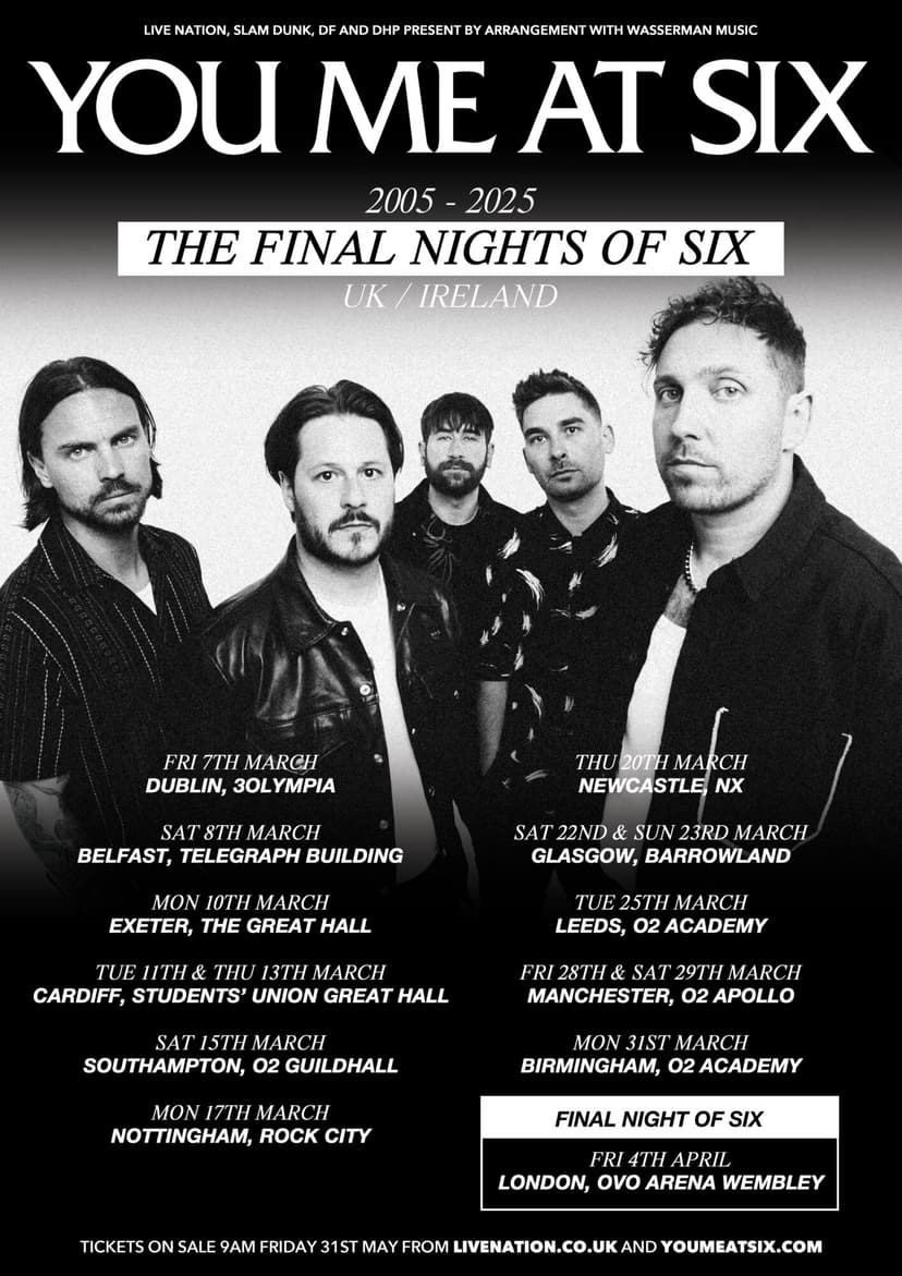 Featured image for You Me At Six Announce Farewell Tour with Final Show at OVO Arena Wembley - Community