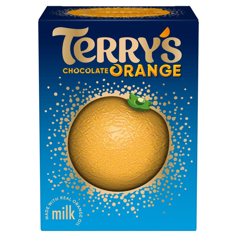 Terry's Chocolate Orange in blue and orange packaging
