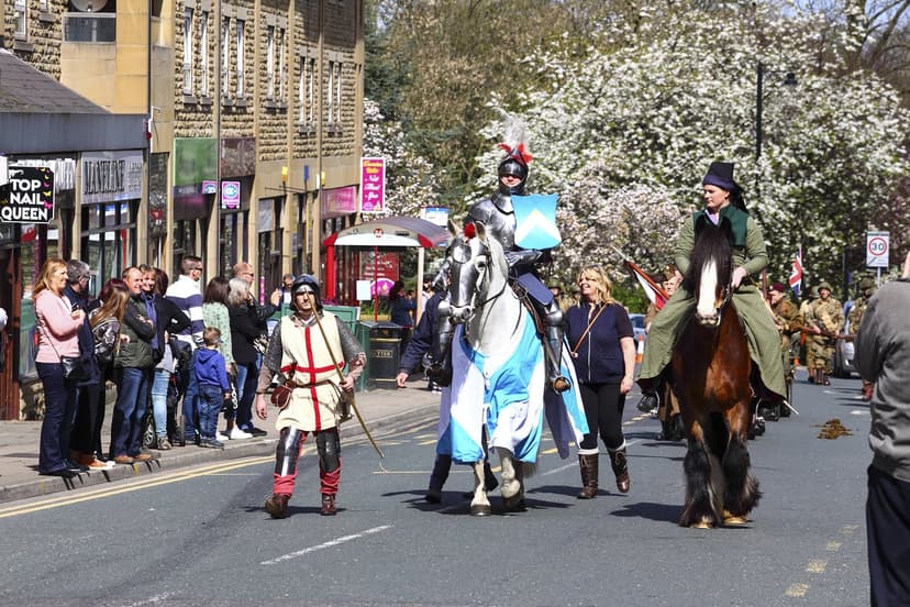 St George's Day parade, Morley, Leeds, Yorkshire