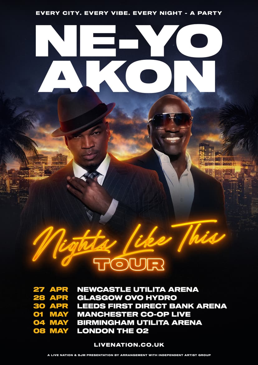 Featured image for Ne-Yo & Akon ANNOUNCE “NIGHTS LIKE THIS” 2026 Global Tour - Coming To Yorkshire - Arts & Culture