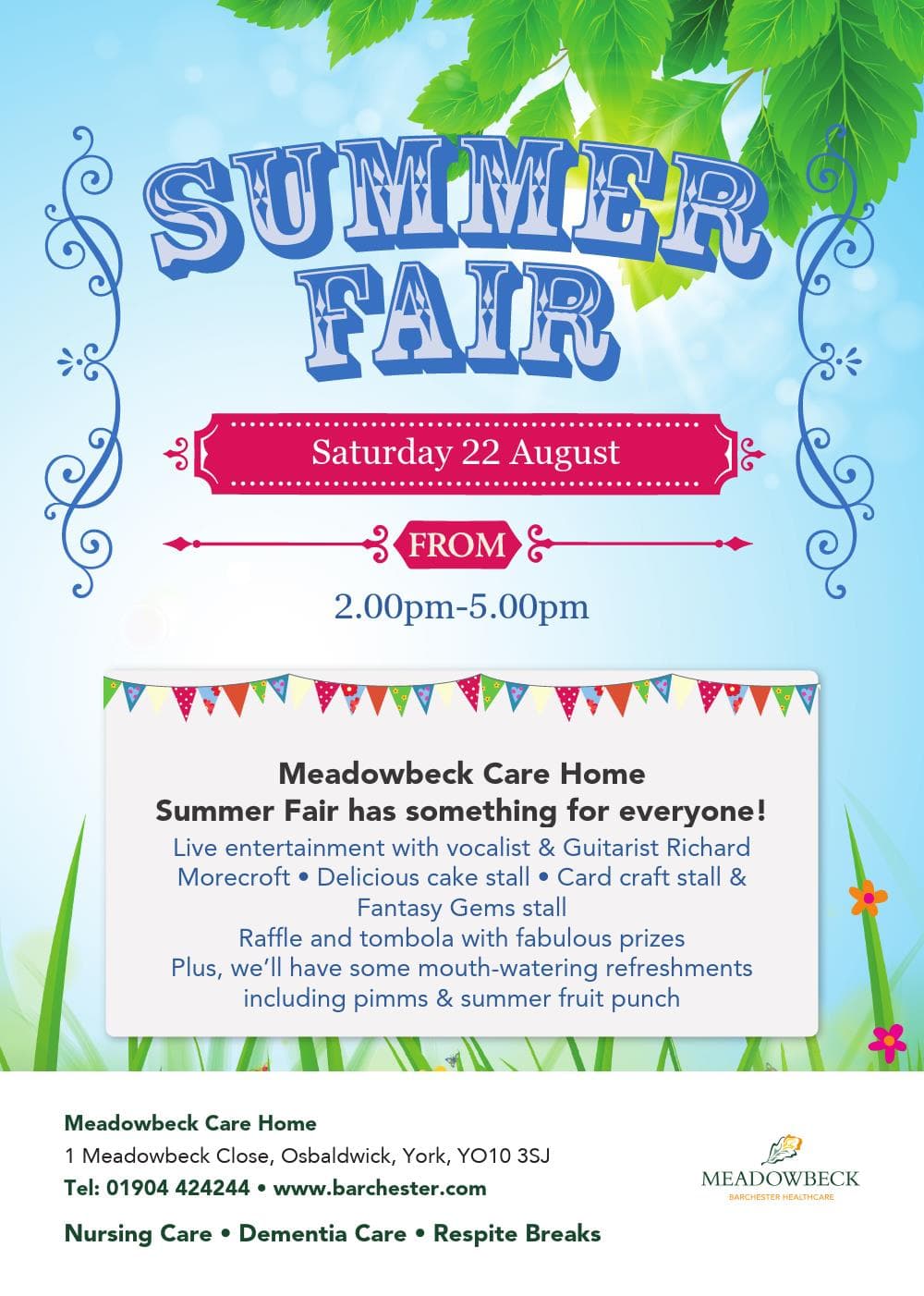Meadowbeck Care Home Announces Summer Fair on 22 August in Osbaldwick