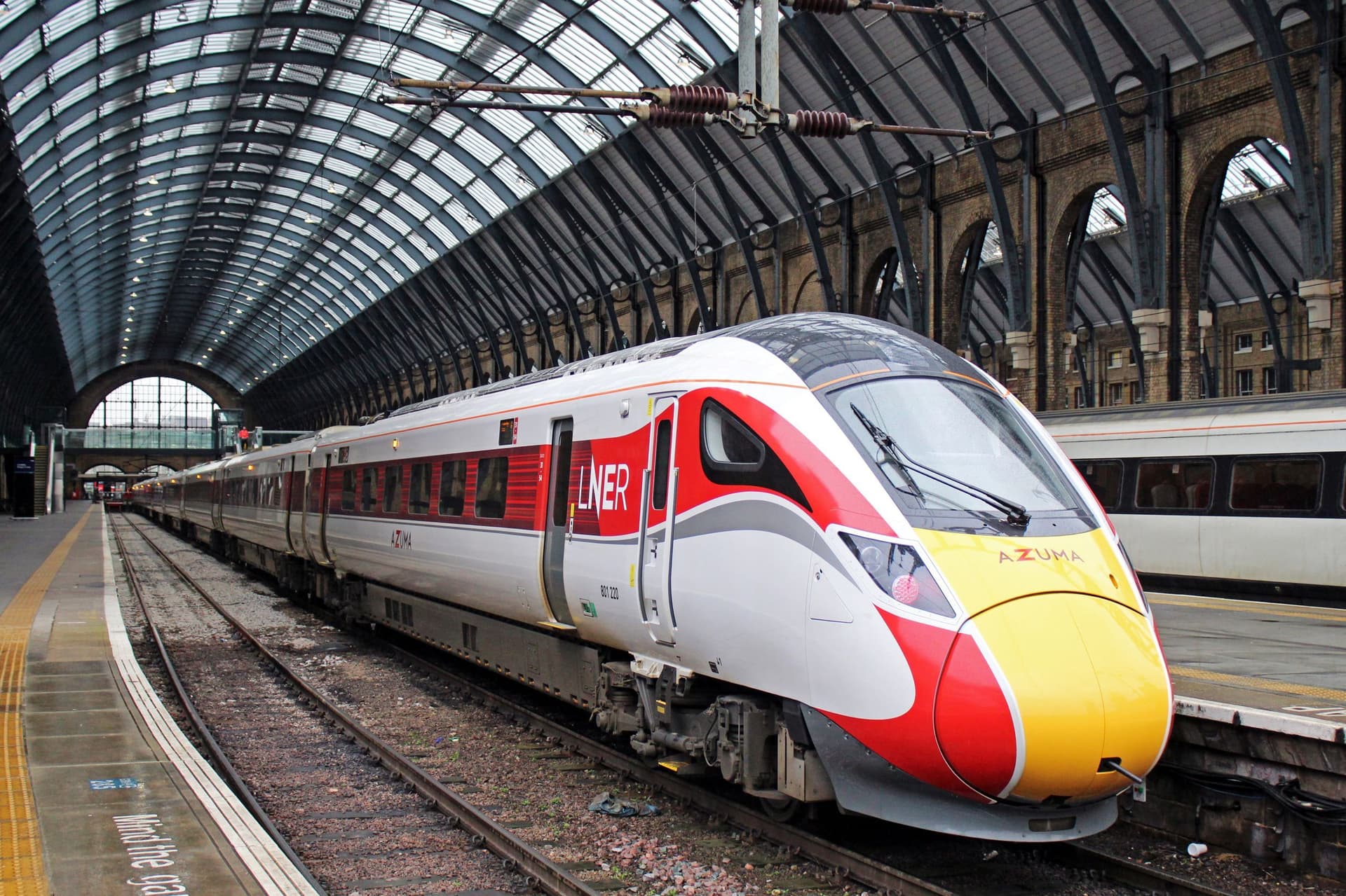 Modern train at King's Cross station platform